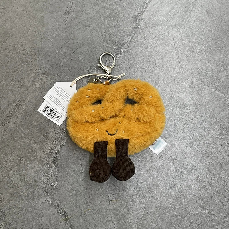 Assorted Plush Keychain Charm — Cute Animal & Food Backpack Accessory