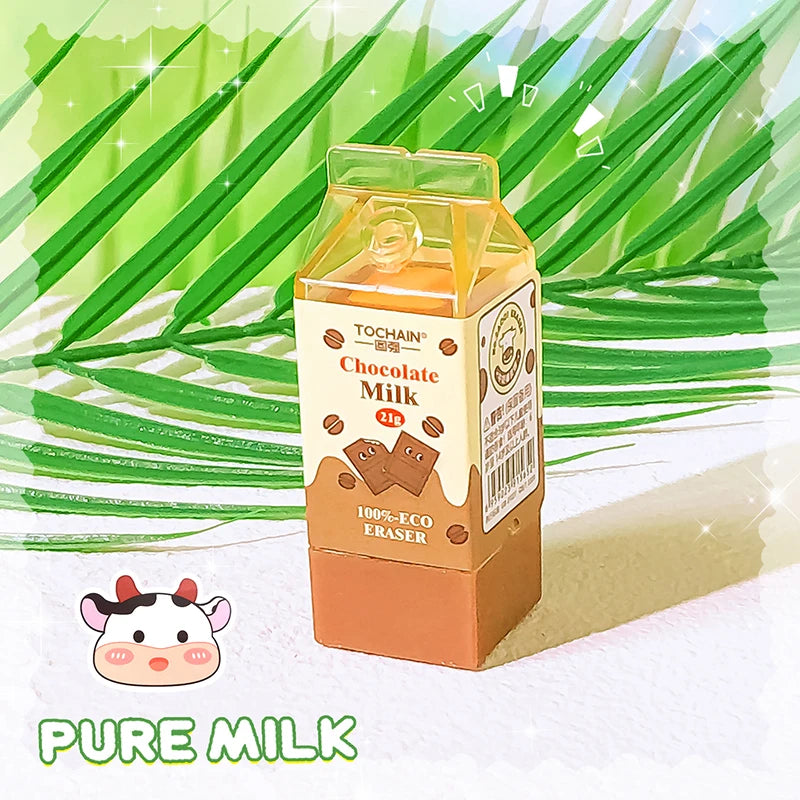 Aesthetic Milk Rubber Erasers — Cute Stationery for School & Teachers