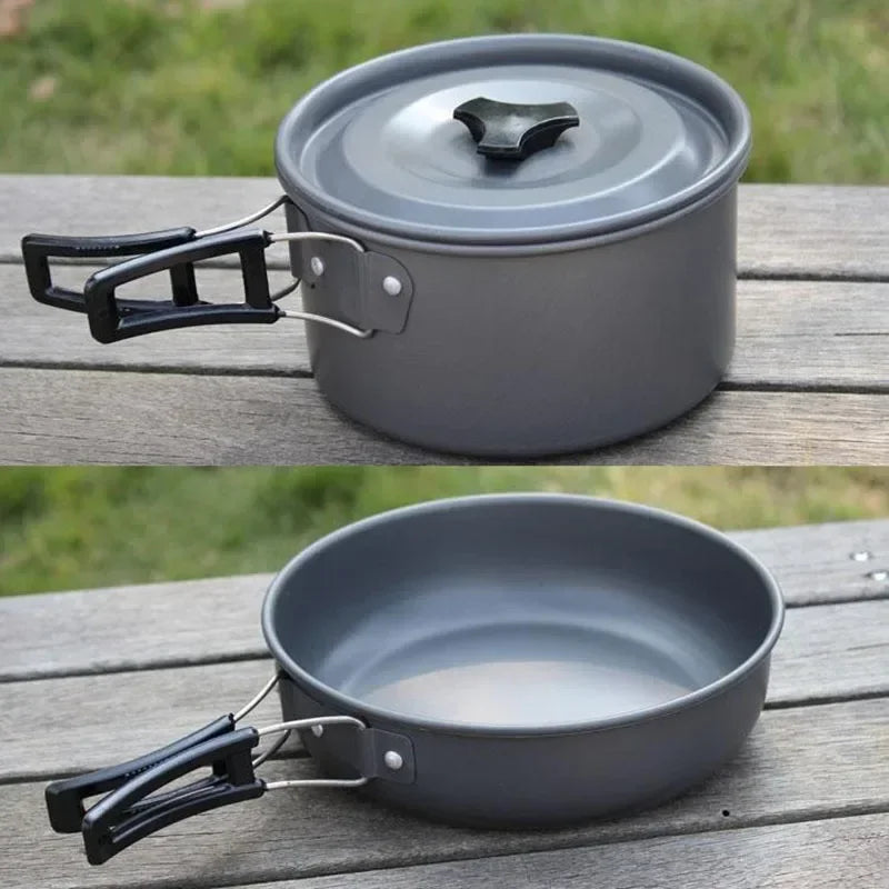 Portable Camping Cookware Set — Lightweight Aluminum Pot and Pan Kit