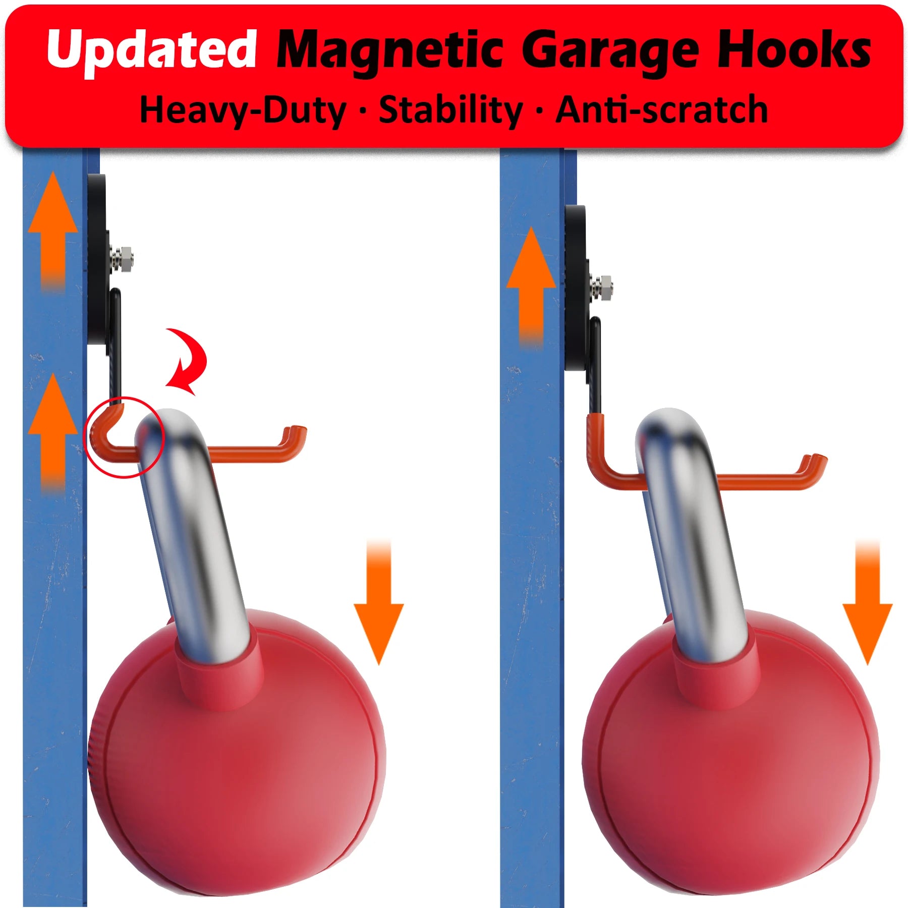 Heavy-Duty Magnetic Double Hooks — Anti-Scratch Tool & Garden Organizer