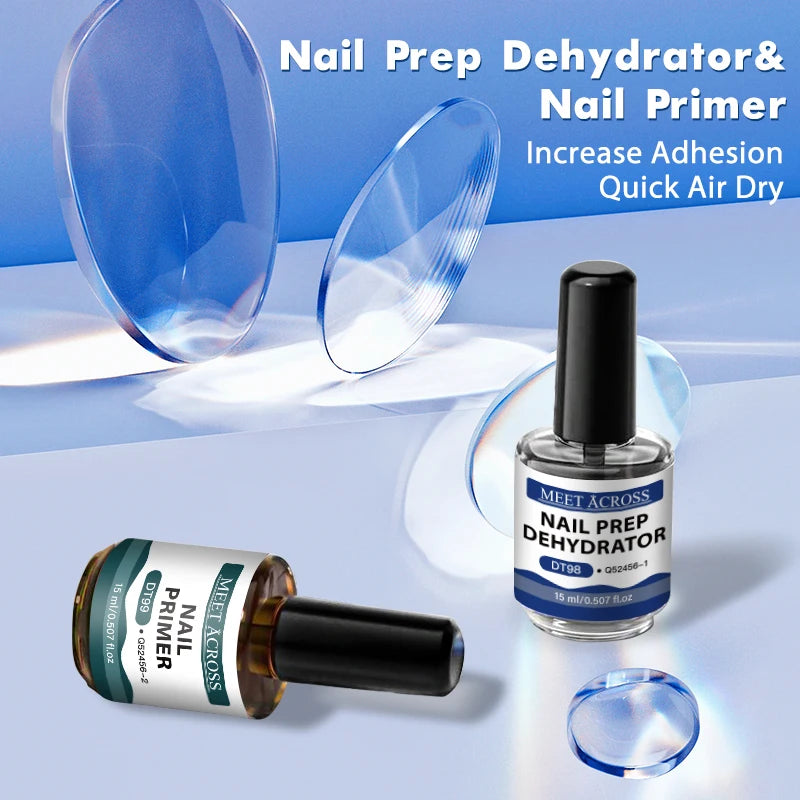MEET ACROSS Nail Primer and Dehydrator — Fast Air Dry Base Gel for Long Lasting Manicures