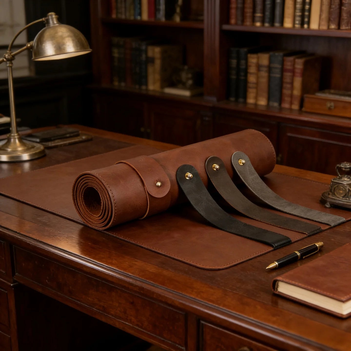 Luxe Faux Leather Desk Mat — Textured Writing Surface & Mouse Pad