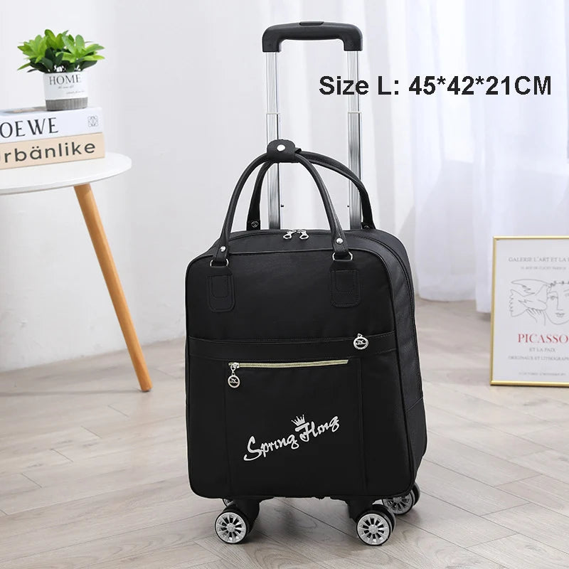 Rolling Travel Luggage Bag — Waterproof Oxford Cloth Suitcase with Wheels