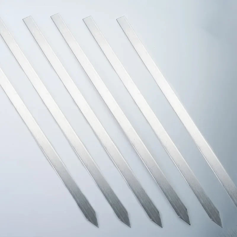 Flat Metal Barbecue Skewers — Heavy Duty Grilling Tools for Kabobs