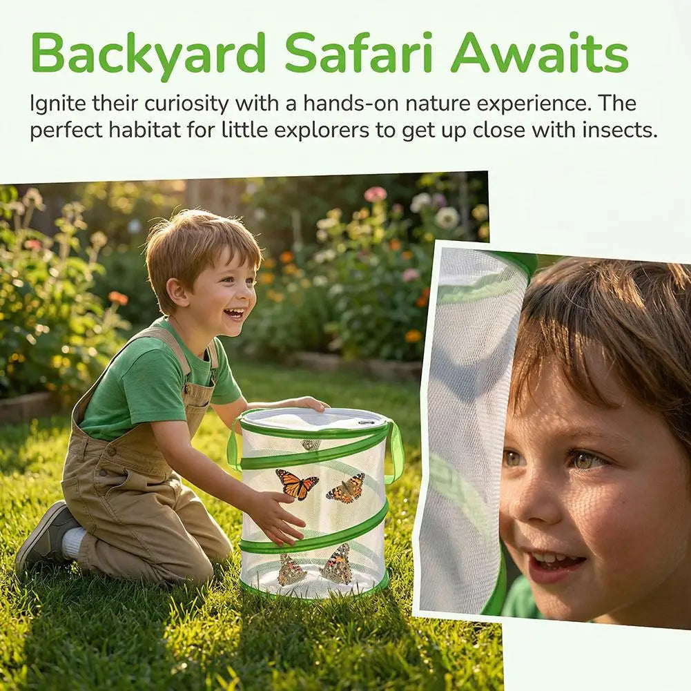 Foldable Insect Observation Cage & Catching Net — Portable Nature Study Kit