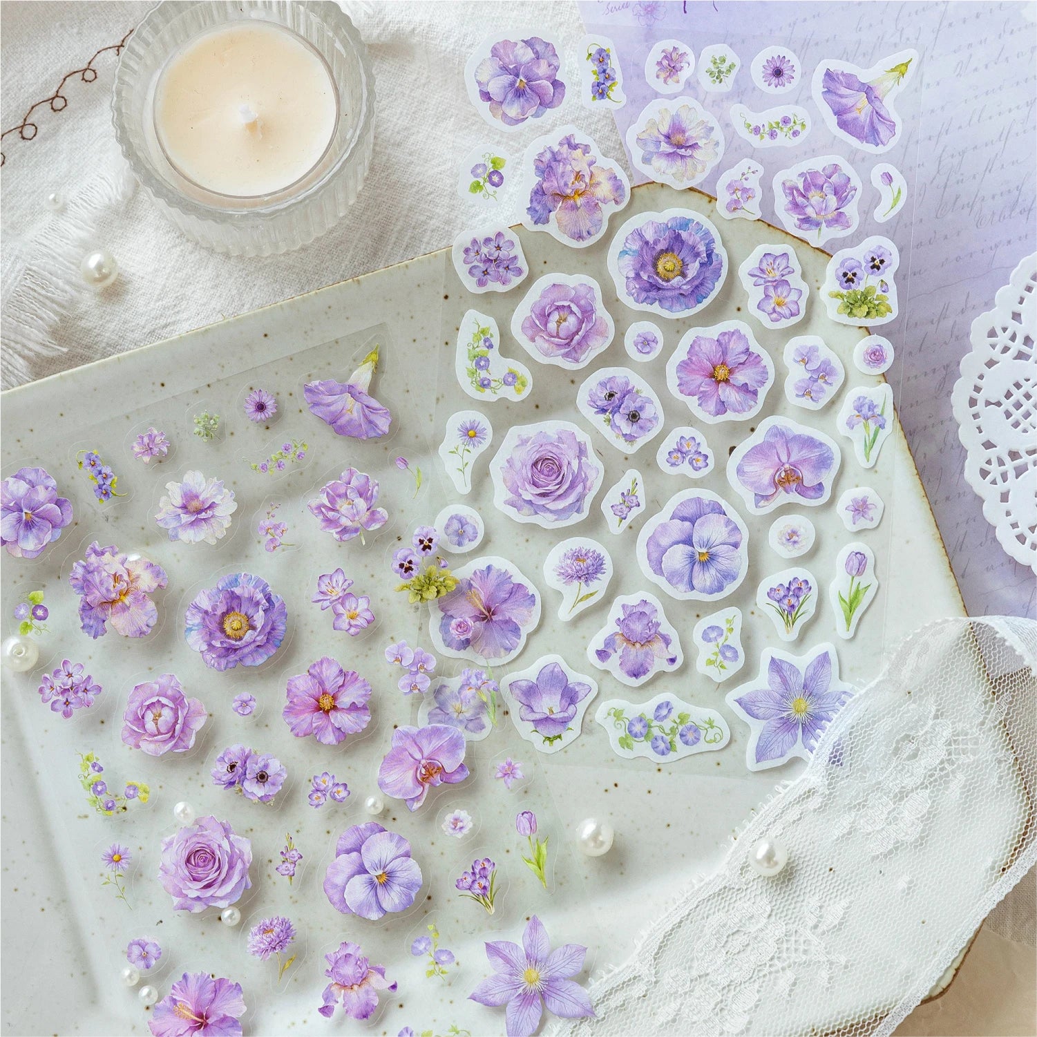 Large Floral Plant Stickers — Decorative Botanical Decals for Scrapbooking