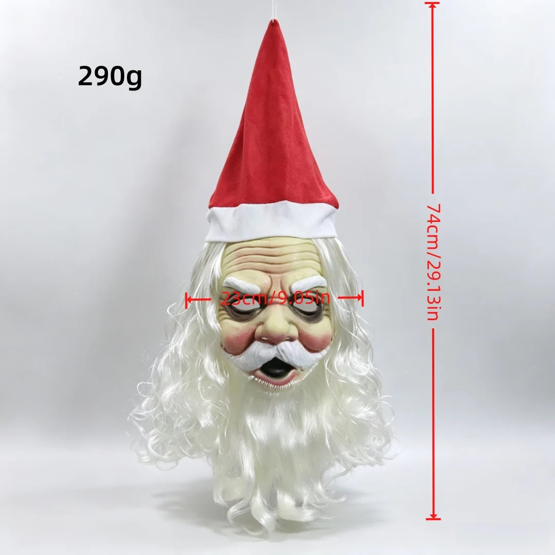 Santa Claus Style Full Head Mask — Includes Hat, Wig & Beard for Cosplay