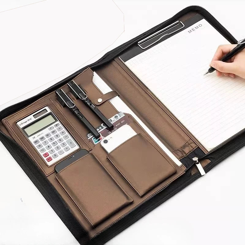 Folderix Multifunctional Leather Business Portfolio — A4 Document Organizer
