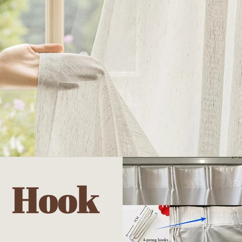 JESSANS Linen Textured Tulle Sheer Curtains — Luxury S-Fold Drapes for Home