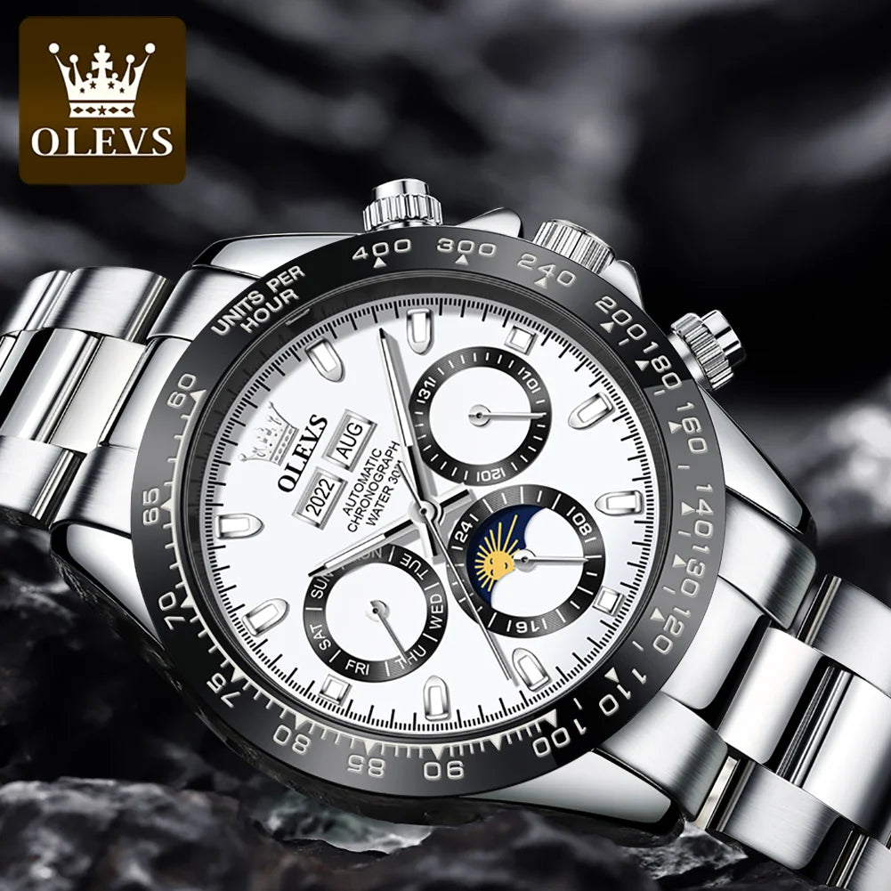 OLEVS 6654 Luxury Men's Watch — Automatic Mechanical Chronograph