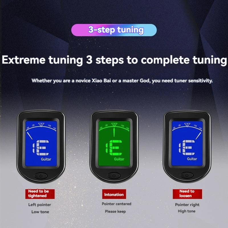 Rechargeable Clip-On Instrument Tuner — Precise Electronic Tuning for All Stringed Instruments
