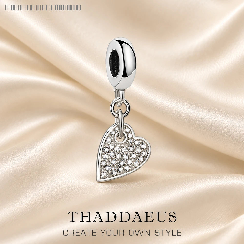 Thaddaeus Heart Zircon Pave Charm — Romantic 925 Sterling Silver Pendant