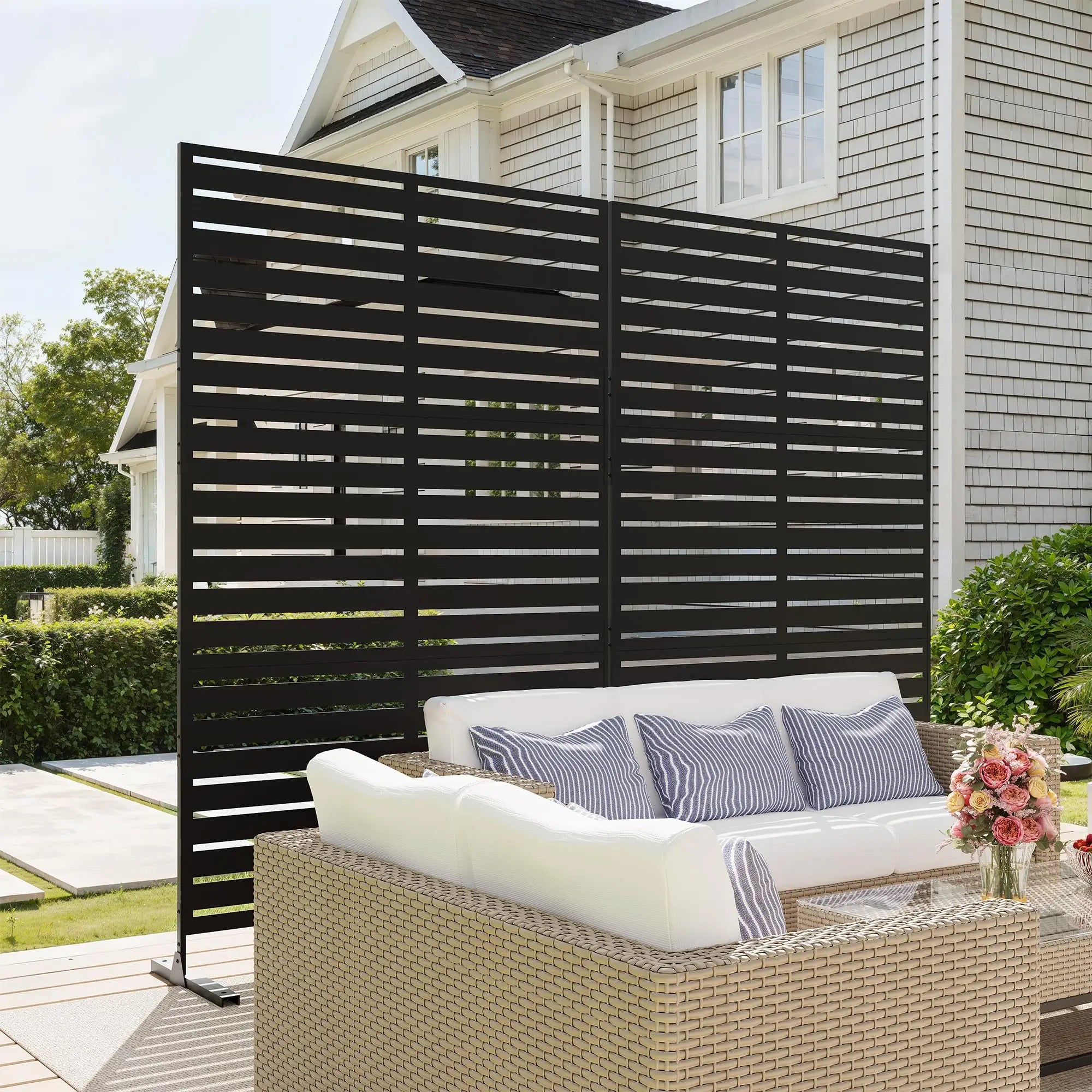 HiMISS 6FT Metal Privacy Fence — Freestanding Outdoor Screen Panel