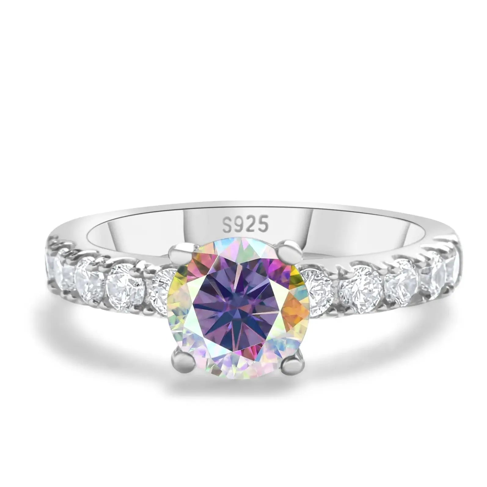 Moissanite Round Cut Cocktail Ring — 1 Carat D VVS1 Gemstone in S925 Silver