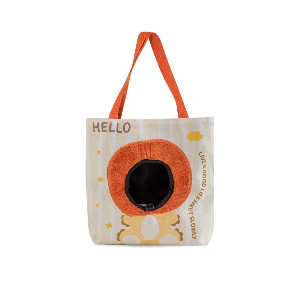 Breathable Canvas Pet Carrier Bag — Portable Travel Tote for Cats and Small Dogs