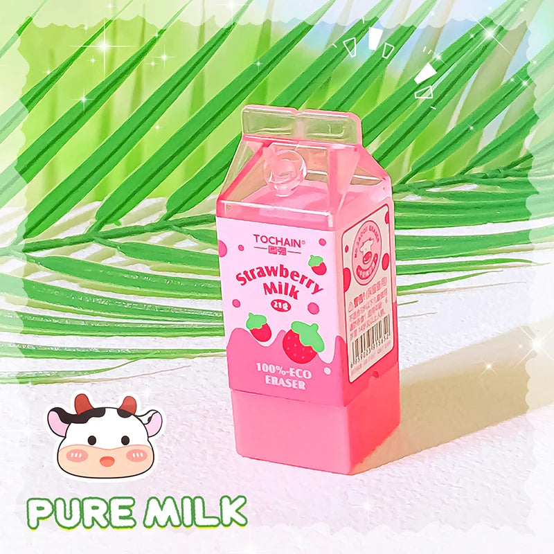 Aesthetic Milk Rubber Erasers — Cute Stationery for School & Teachers