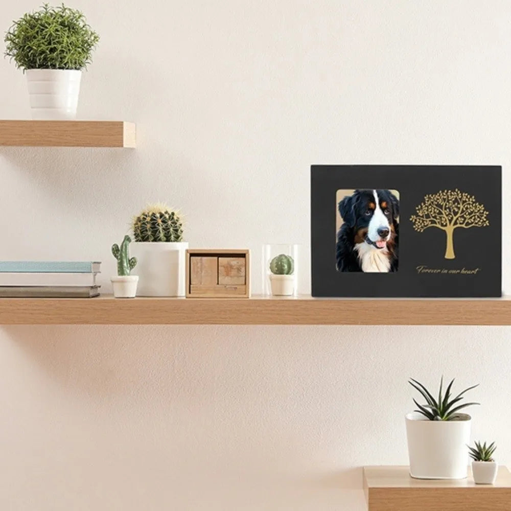 Tree of Life Pet Memorial Urn — Wooden Cremation Box with Photo Frame