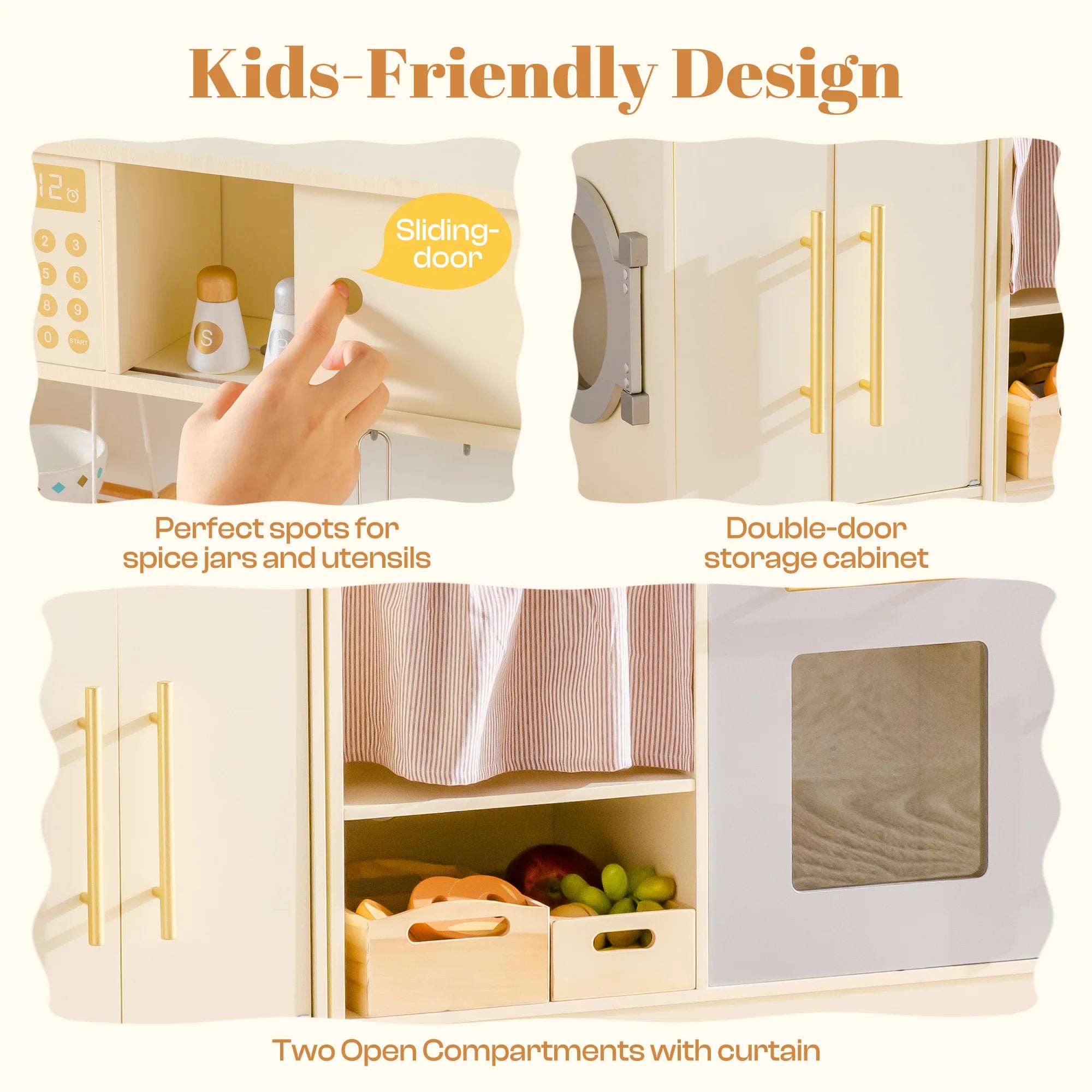 Robud Wooden Play Kitchen Set — L-Shaped Pretend Play Station