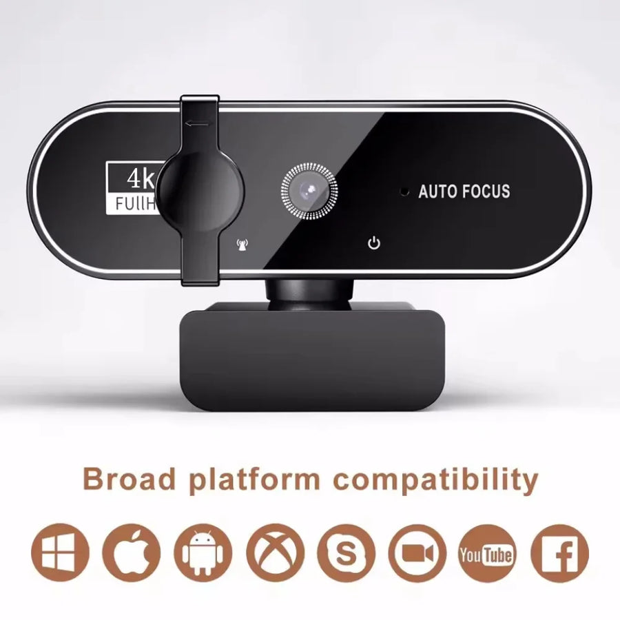 High-Definition Autofocus Webcam — Integrated Microphone for Streaming & Video Calls