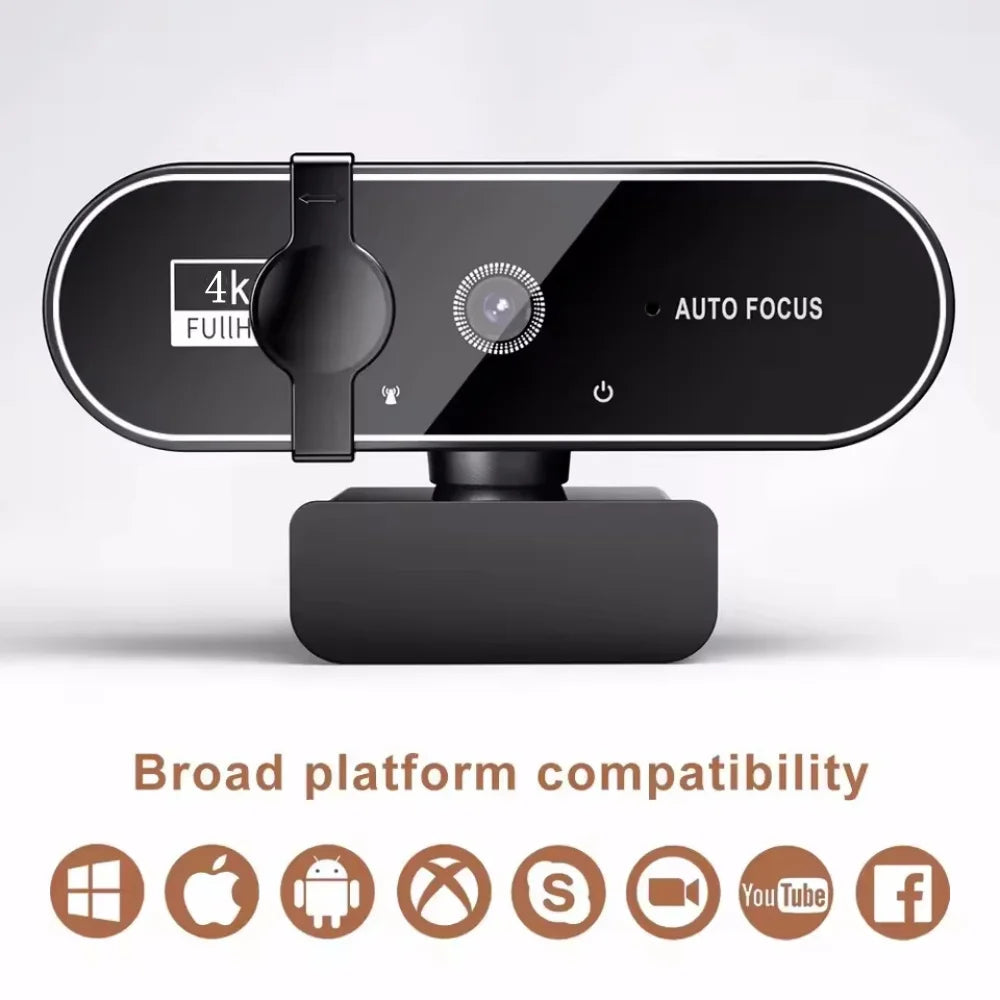 High-Definition Autofocus Webcam — Integrated Microphone for Streaming & Video Calls