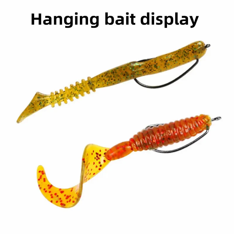 High Carbon Steel Crank Fishing Hooks — Wide Gap Offset Set for Soft Worms