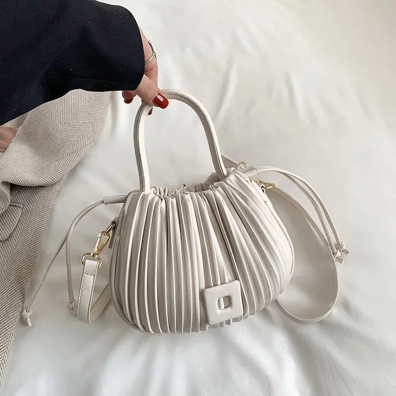 weixier Vintage Crossbody Bag — Ruched PU Leather Shoulder Handbag