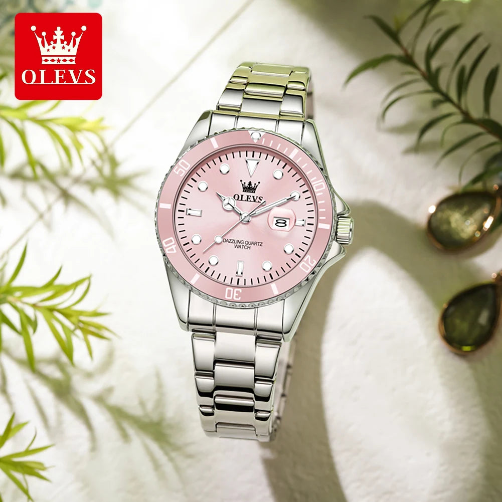 OLEVS Luxury Quartz Women's Watch — Elegant Stainless Steel Strap & Luminous Hands