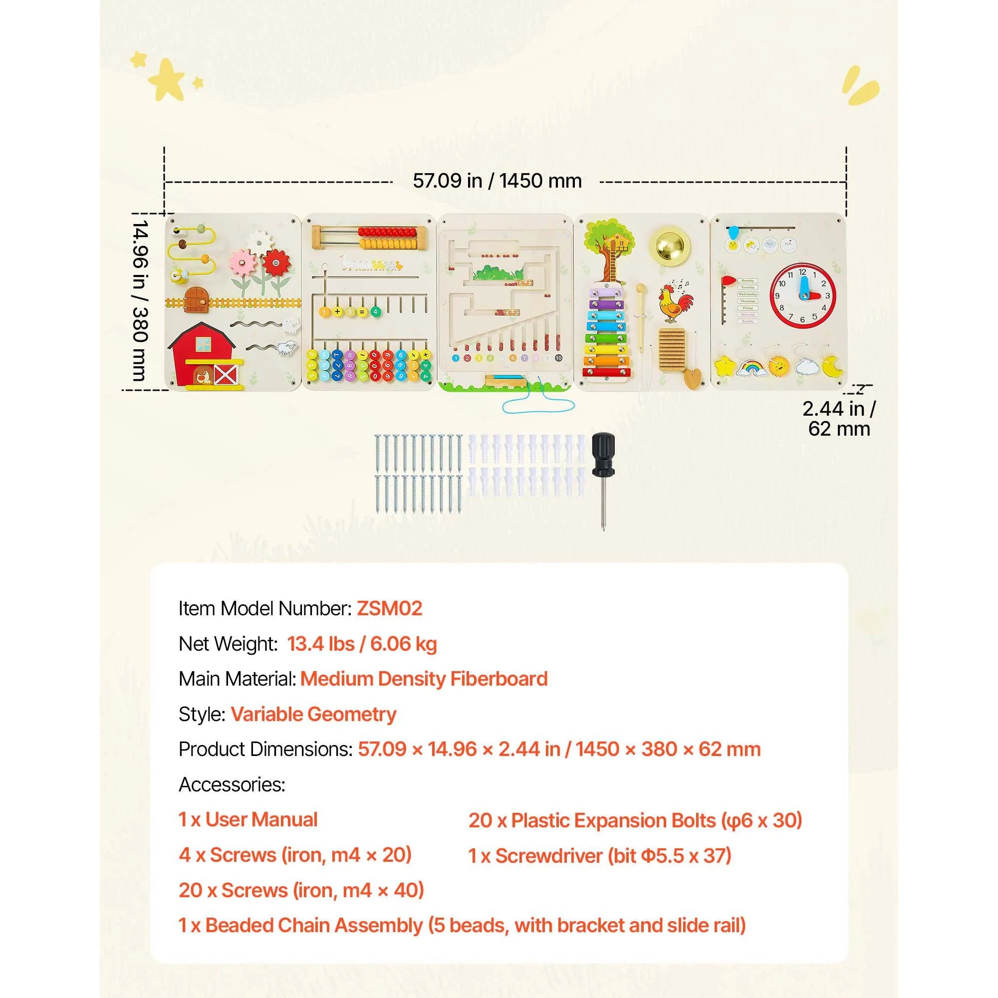 SucceBuy Kids Activity Wall Busy Board — Montessori Sensory Learning Panels