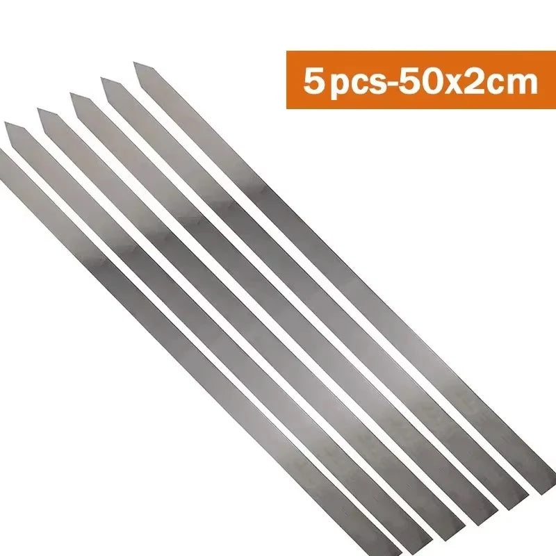 Flat Metal Barbecue Skewers — Heavy Duty Grilling Tools for Kabobs