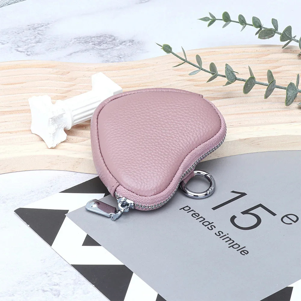 cicicuff Heart Shaped Leather Coin Purse — Small Cosmetic & Jewelry Organizer