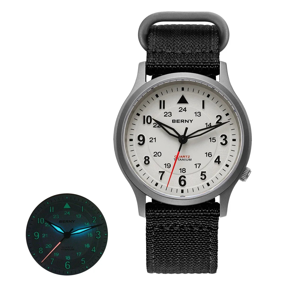 BERNY Full Titanium Field Watch — Luminous Quartz Men's Wristwatch