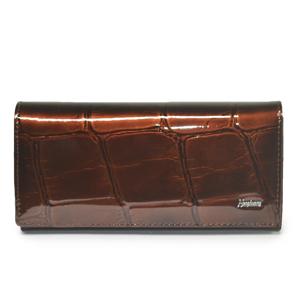 Wishehappy Genuine Leather Stone Pattern Wallet — Luxury Long Organizer