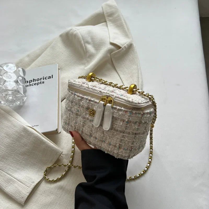 Women's Wool Crossbody Bag — Stylish Chain Shoulder Purse