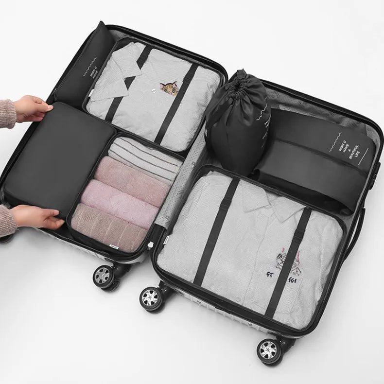 7-Piece Travel Bag Organizer Set — Durable Suitcase Storage Cubes
