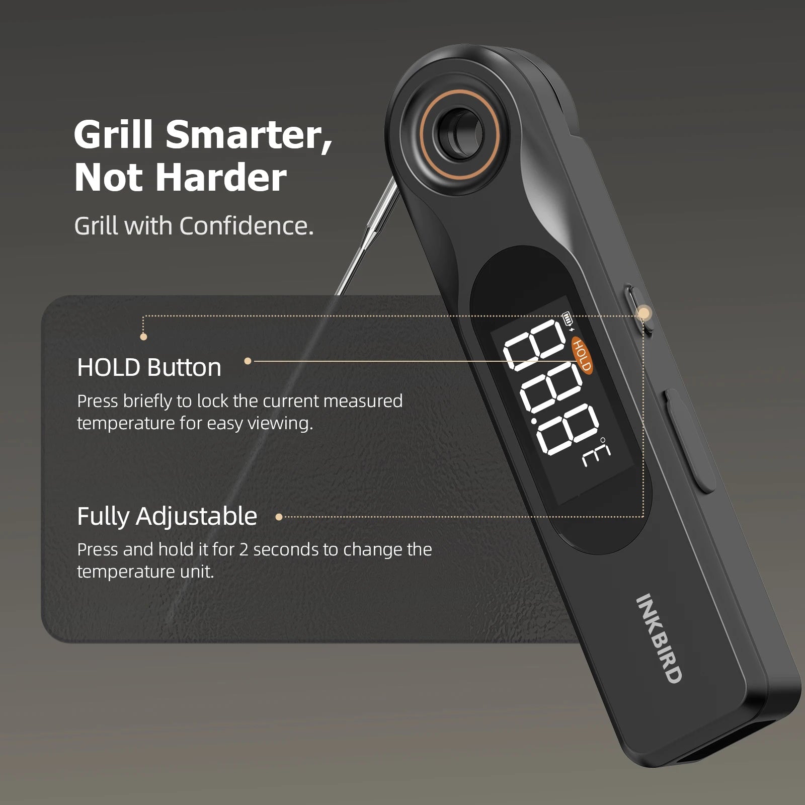 INKBIRD IHT-51K Dual Display Meat Thermometer — Ultra Thin 1.8mm Fast Response Probe