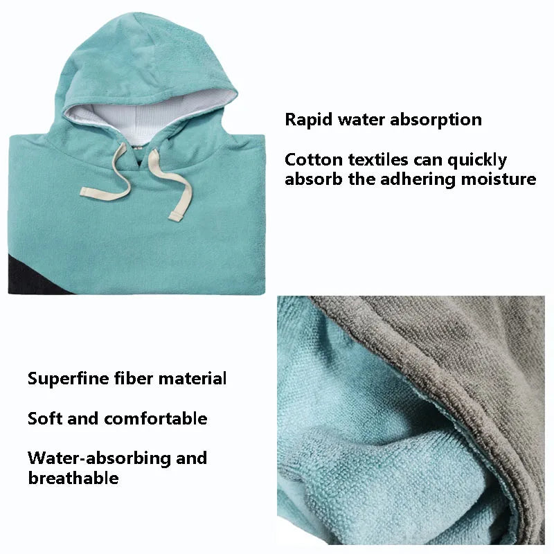 Microfiber Hooded Changing Robe — Quick Dry Swimming & Surfing Poncho