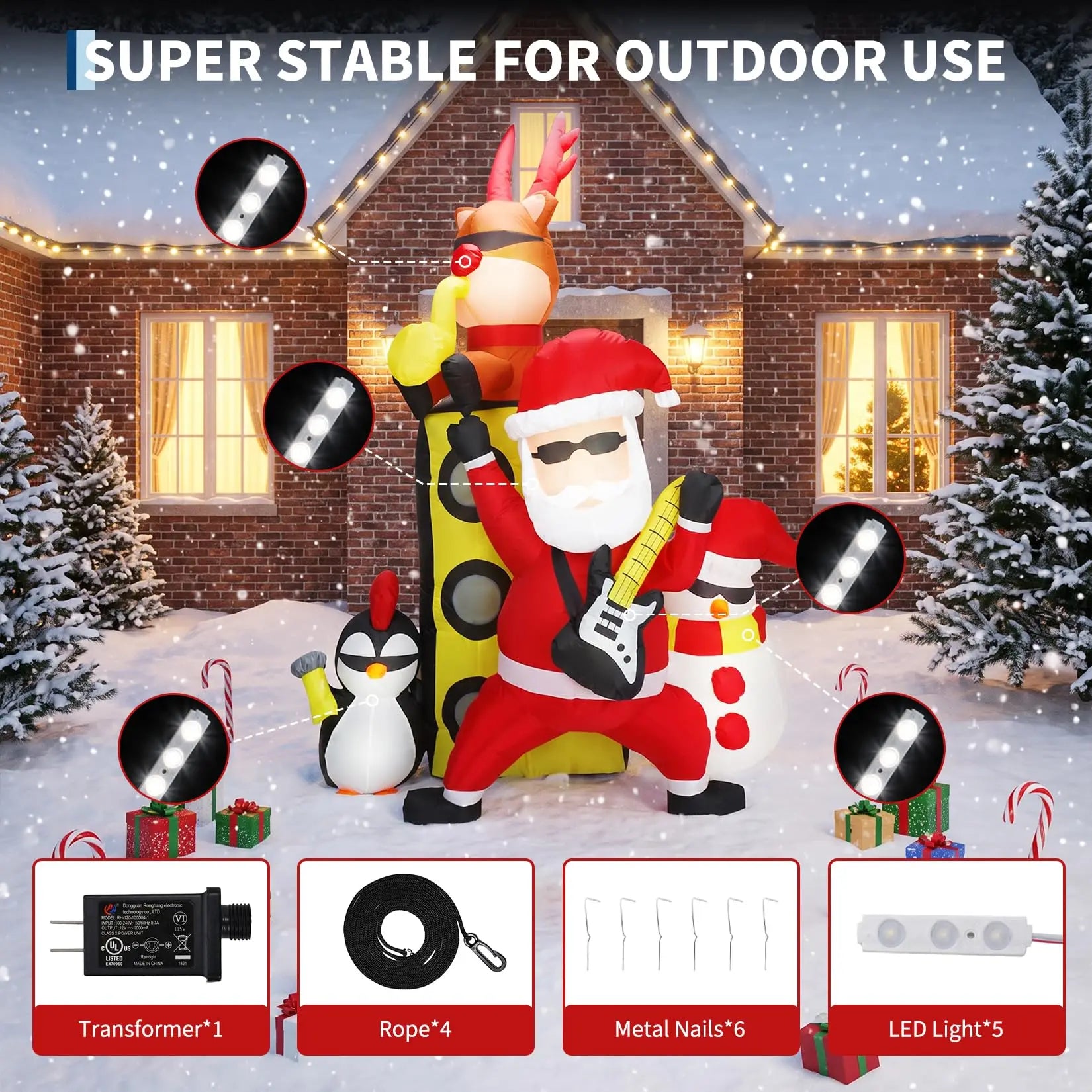 HiMISS 7 FT Santa Band Inflatable — Festive Christmas Yard Decor with LED Lights