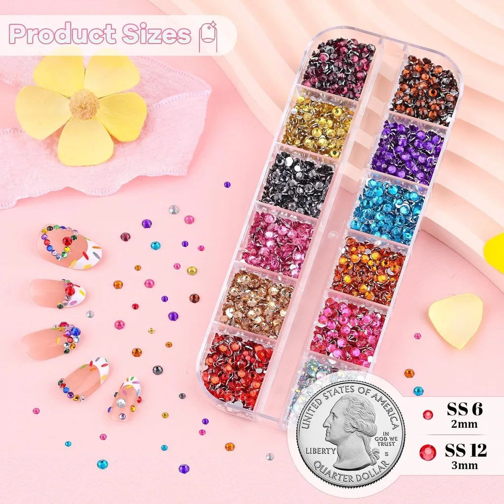 Mixed Color Resin Rhinestones — Sparkling Flatback Crystals for Nail Art & DIY