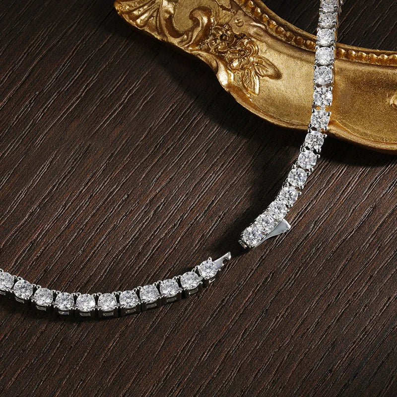 knobspin Moissanite Tennis Necklace — 18k Gold Plated Sterling Silver Jewelry