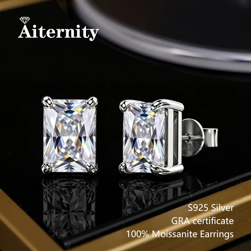 AITERNITY Moissanite Stud Earrings — Elegant S925 Silver Wedding Jewelry