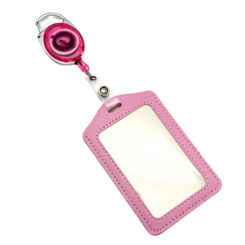 pelsone Retractable ID Badge Holder — PU Leather Work Pass Protector