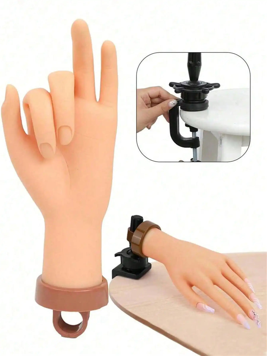 Nail Art Practice Hand Model — Bendable Fingers with Insertable Plates