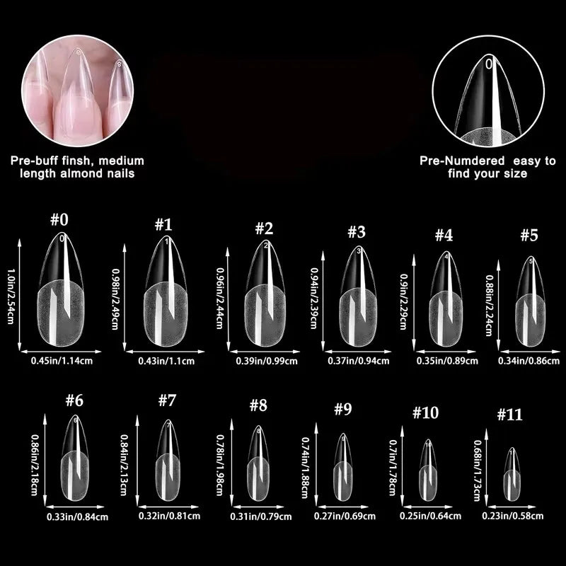 600 Pointed Nail Tips — Semi-Matte Full Coverage False Nails