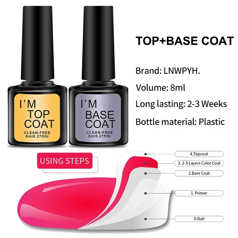 LNWPYH Nail Art Kit — Quick-Drying Base and Top Coat Set