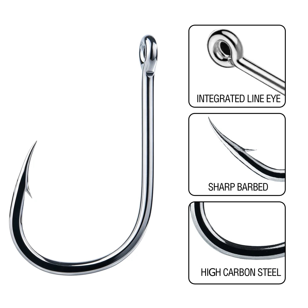 akakuma High Carbon Steel Fishing Hooks — Ultra Sharp Barbed Set, 400 Pieces