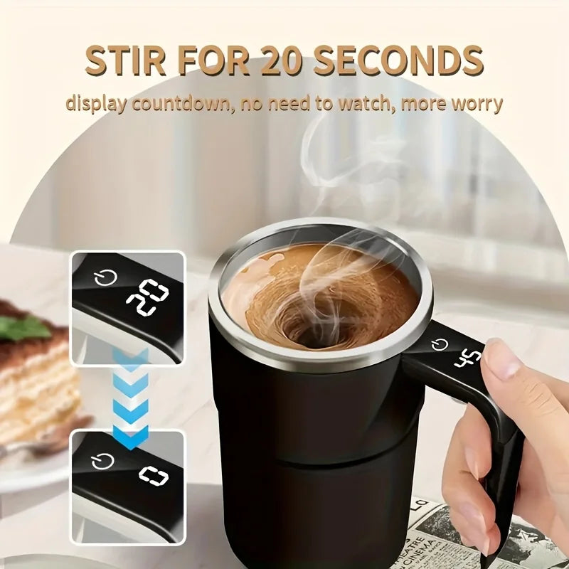 Automatic Stirring Coffee Cup — Temperature Display & Rechargeable Design