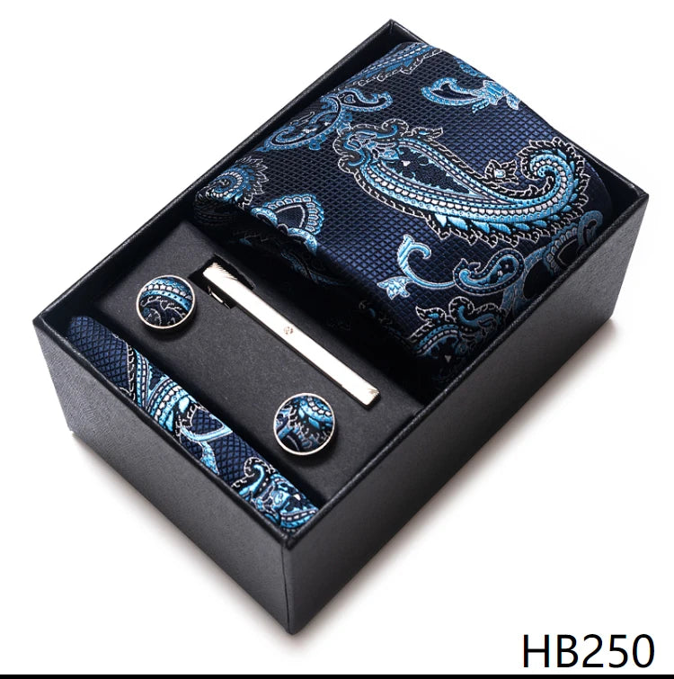 VanGise Men's Necktie Set — Business Tie, Cufflinks, and Pocket Square Kit