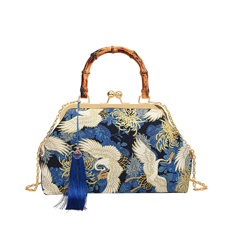 badiman Luxury Evening Clutch Bag — Elegant Rattan Handle Shoulder Purse