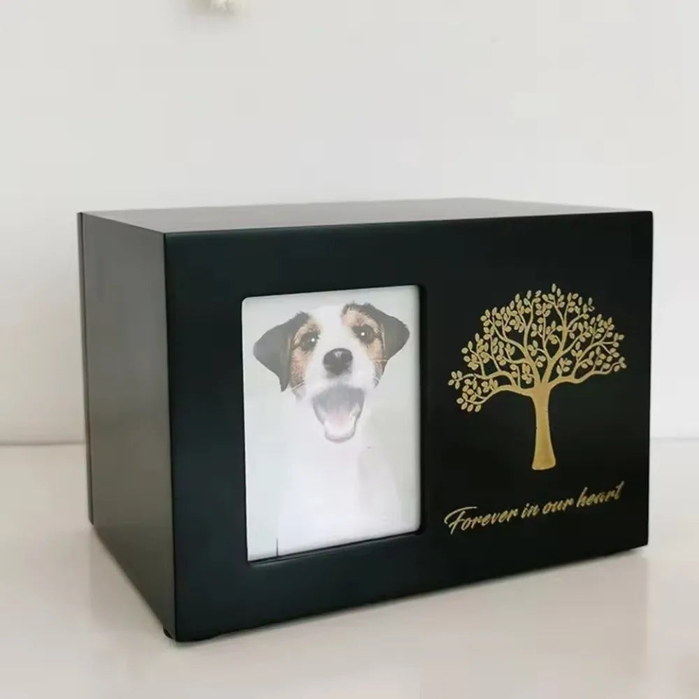 Tree of Life Pet Memorial Urn — Wooden Cremation Box with Photo Frame