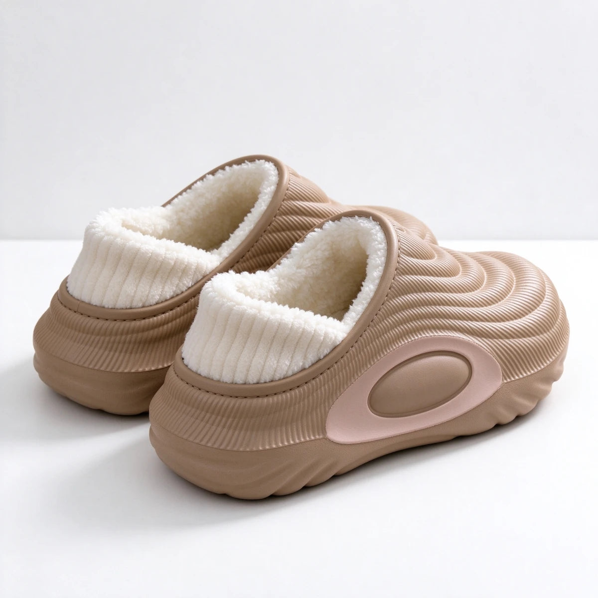 Wave Textured Thermal Men's Slippers — Cozy Plush Lined Indoor Outdoor Shoes